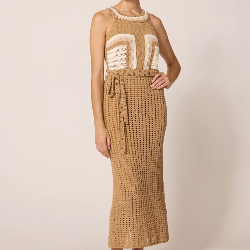 Cleobella Kiana Crochet Midi Dress Beige